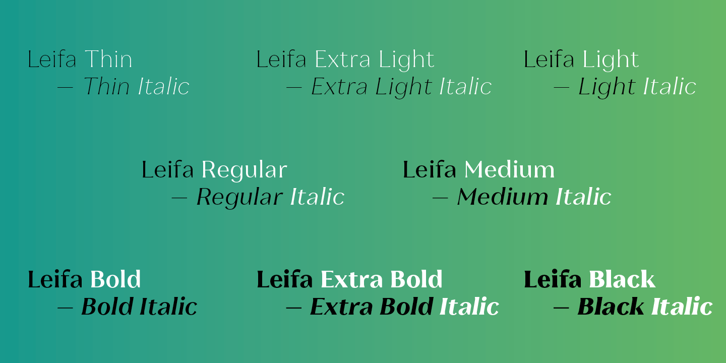 Пример шрифта Leifa Extra Light